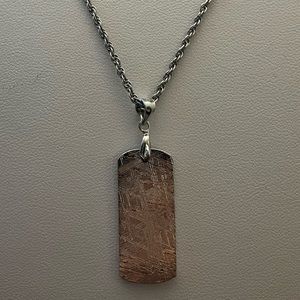 Natural Muonionalusta Meteorite FreeSize Keyhole Shape Silver Pendant 925 Unisex